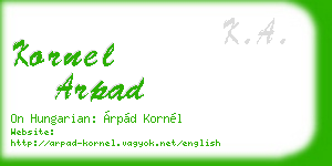 kornel arpad business card