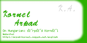 kornel arpad business card